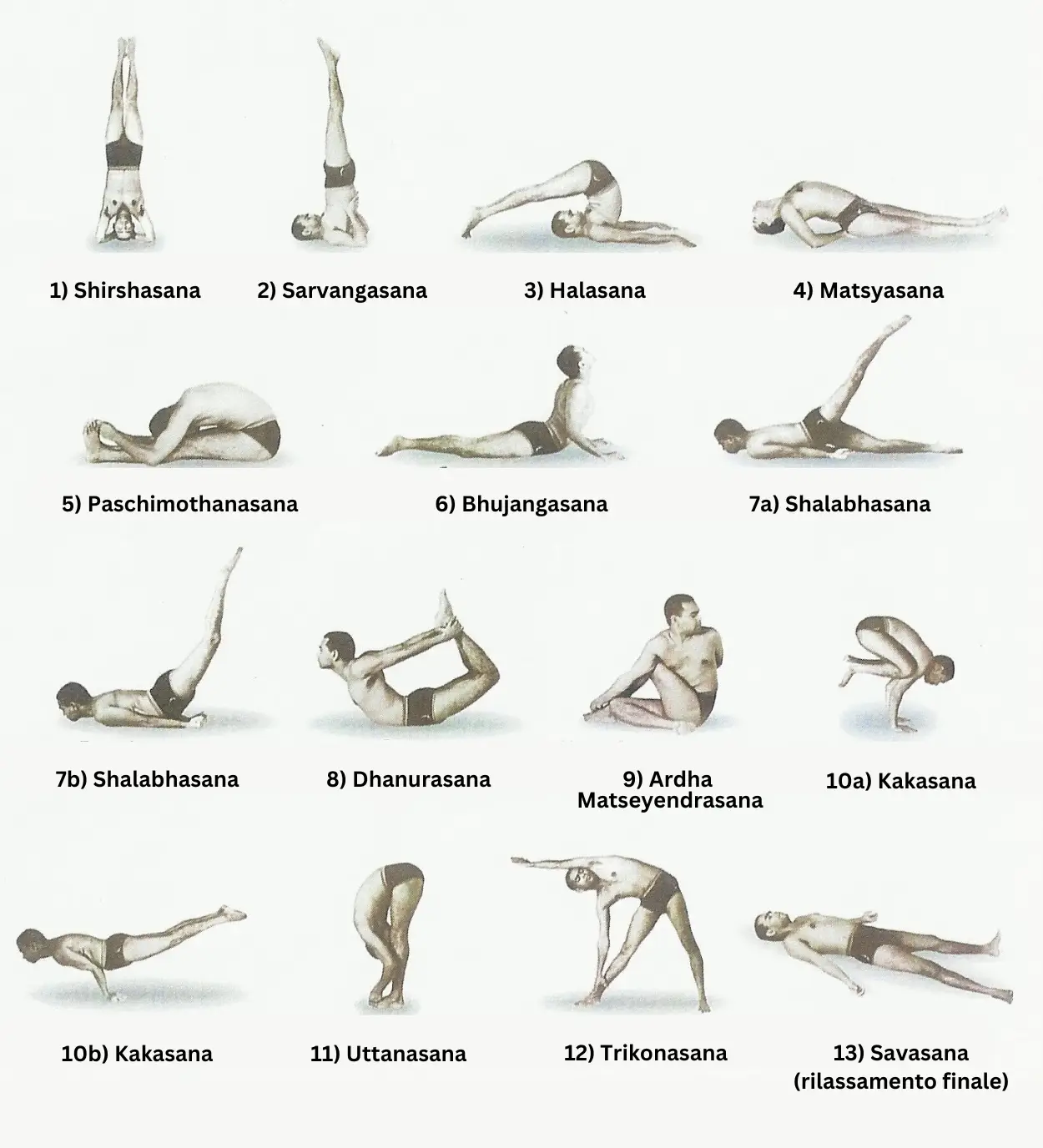 Sequenza delle 12 asana dello yoga sivananda
